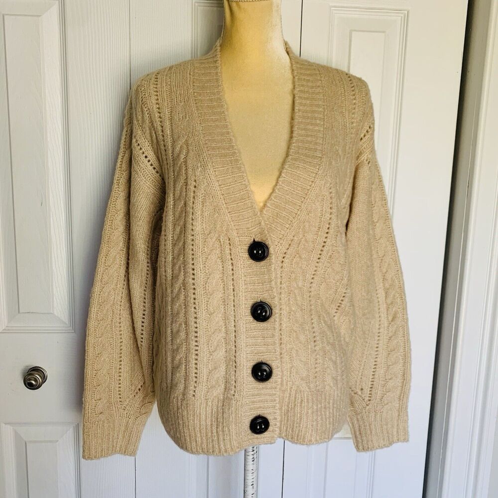 ELIE ELIE TAHARI Women Cable Knit Cardigan S/P Beige